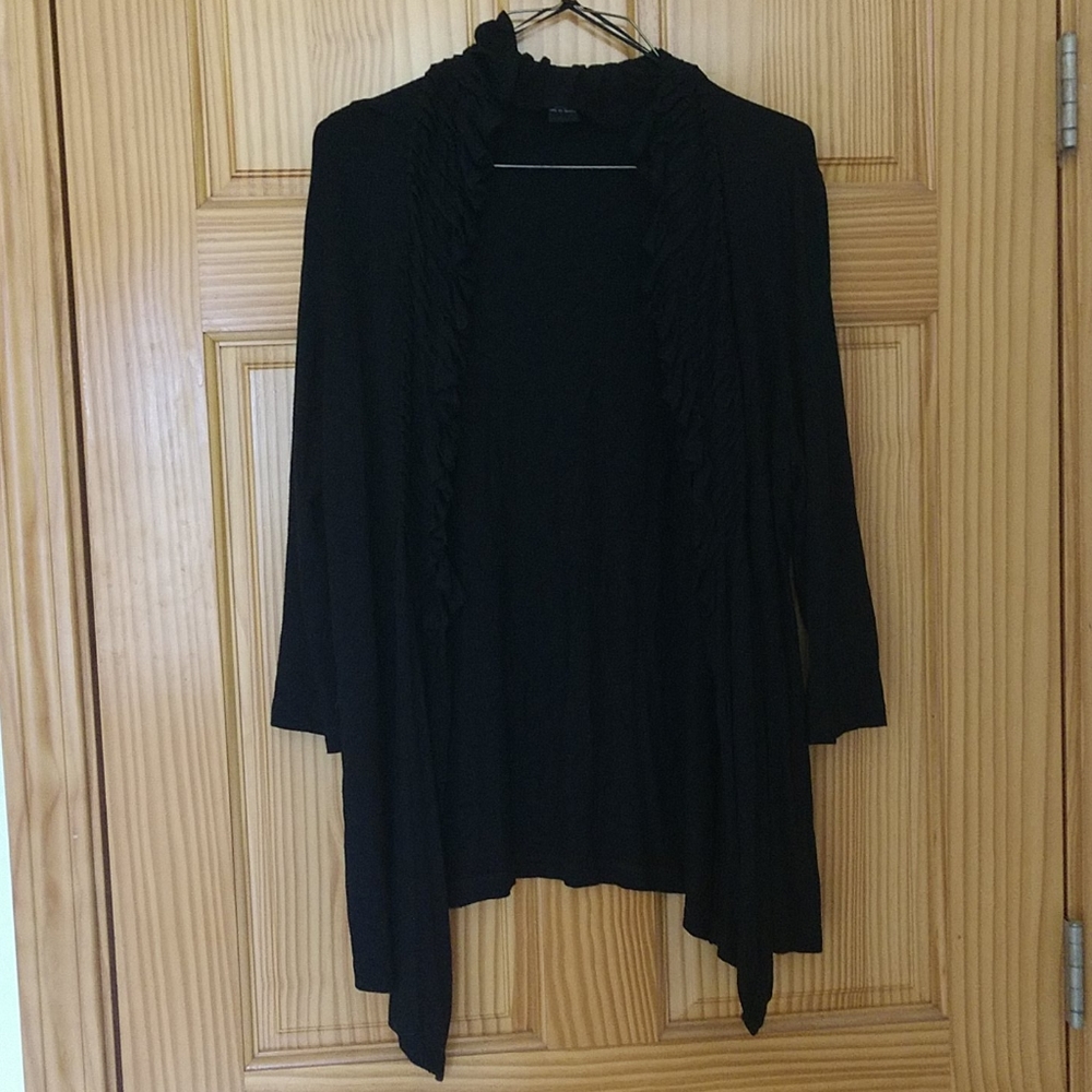 Ladies black cardigan with ruffles size small